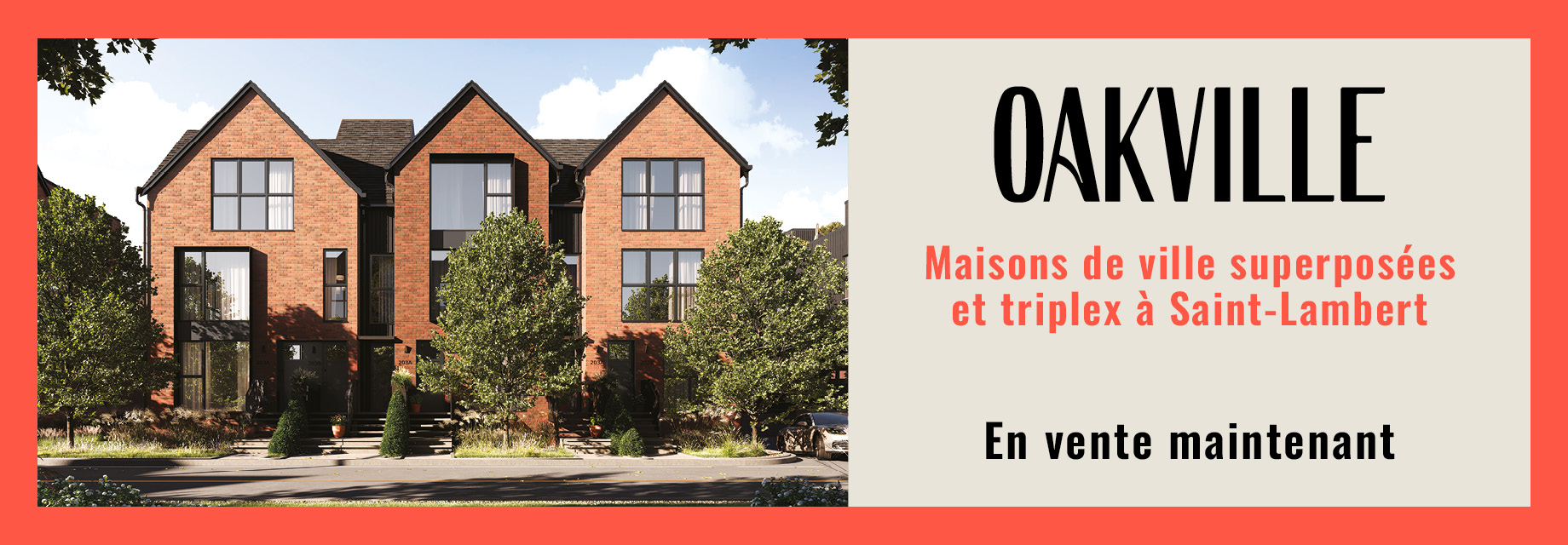 Le nouveau quartier intergénérationnel OAKVILLE offre des maisons de ville et des triplex à moins de 10 minutes de marche du centre-ville de Saint-Lambert, affectueusement surnommé « le village ».